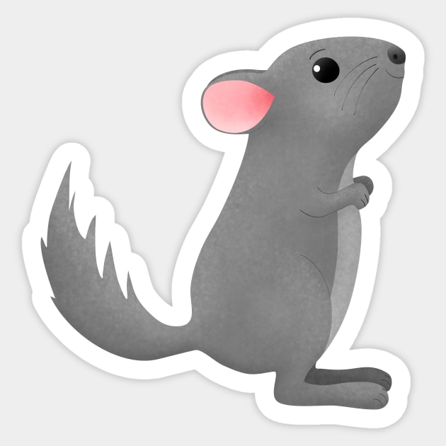 Cute happy grey chinchilla cartoon illustration Sticker by FrogFactory